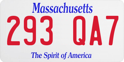 MA license plate 293QA7