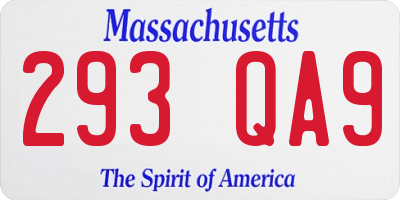 MA license plate 293QA9
