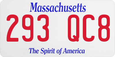 MA license plate 293QC8