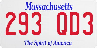 MA license plate 293QD3