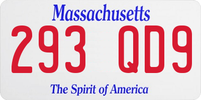 MA license plate 293QD9