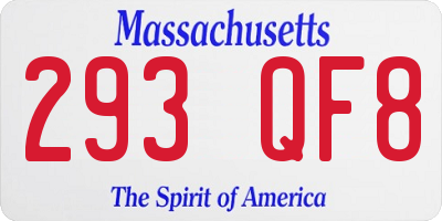 MA license plate 293QF8