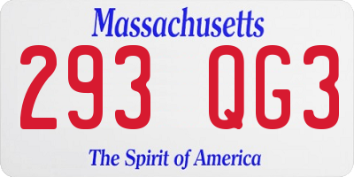 MA license plate 293QG3
