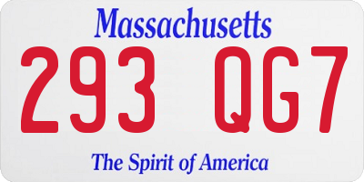 MA license plate 293QG7