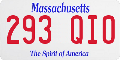 MA license plate 293QI0