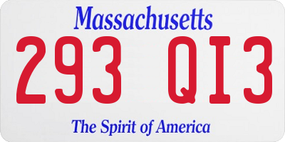 MA license plate 293QI3