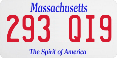 MA license plate 293QI9