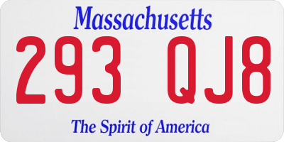 MA license plate 293QJ8