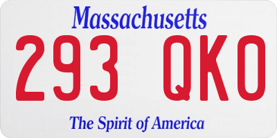 MA license plate 293QK0