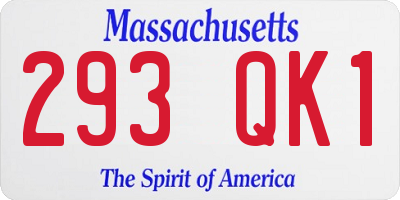 MA license plate 293QK1
