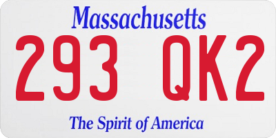 MA license plate 293QK2