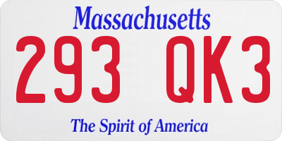 MA license plate 293QK3