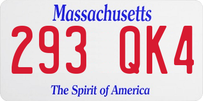 MA license plate 293QK4