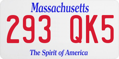MA license plate 293QK5