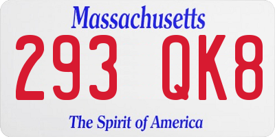 MA license plate 293QK8