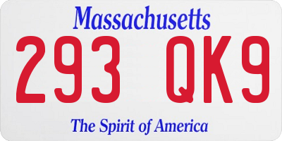 MA license plate 293QK9