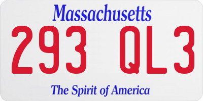 MA license plate 293QL3