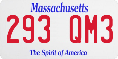 MA license plate 293QM3