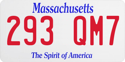 MA license plate 293QM7