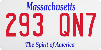 MA license plate 293QN7