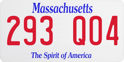 MA license plate 293QO4