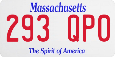 MA license plate 293QP0