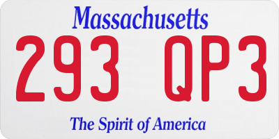 MA license plate 293QP3