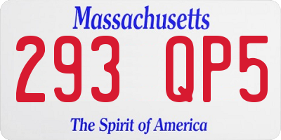 MA license plate 293QP5