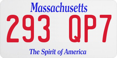 MA license plate 293QP7