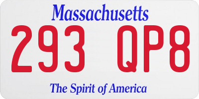 MA license plate 293QP8