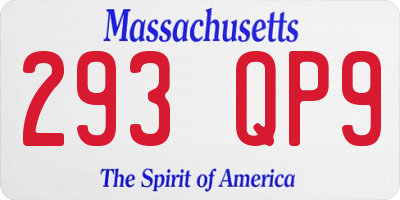 MA license plate 293QP9