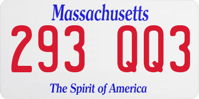 MA license plate 293QQ3