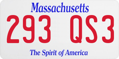 MA license plate 293QS3