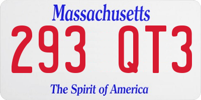MA license plate 293QT3