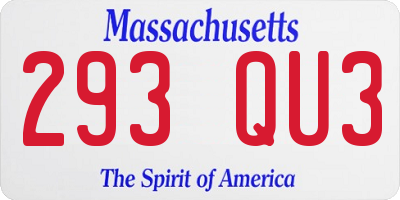 MA license plate 293QU3