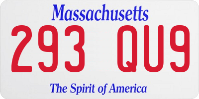 MA license plate 293QU9