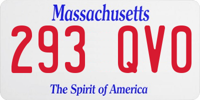 MA license plate 293QV0