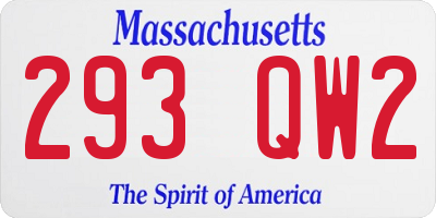 MA license plate 293QW2