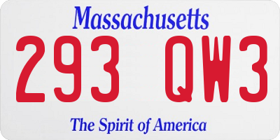 MA license plate 293QW3