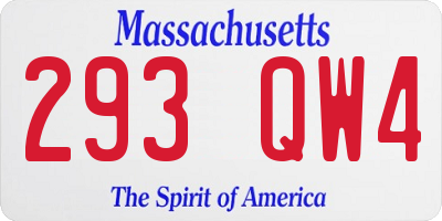 MA license plate 293QW4
