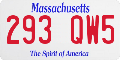 MA license plate 293QW5