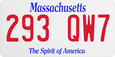 MA license plate 293QW7