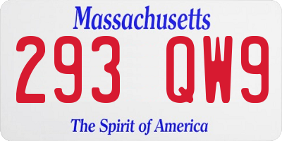 MA license plate 293QW9