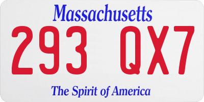 MA license plate 293QX7