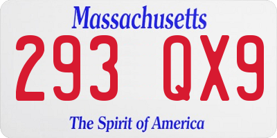 MA license plate 293QX9