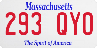MA license plate 293QY0