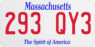 MA license plate 293QY3