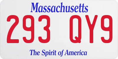 MA license plate 293QY9