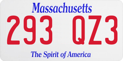 MA license plate 293QZ3