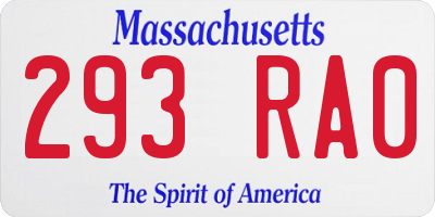 MA license plate 293RA0